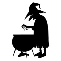 Pegatina decorativa de bruja cocinando en vinilo